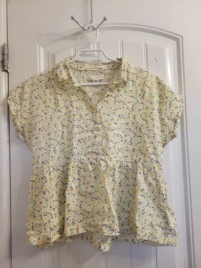 2/$25 Cynthia Rowley Linen Peplum Button-Front Tunic